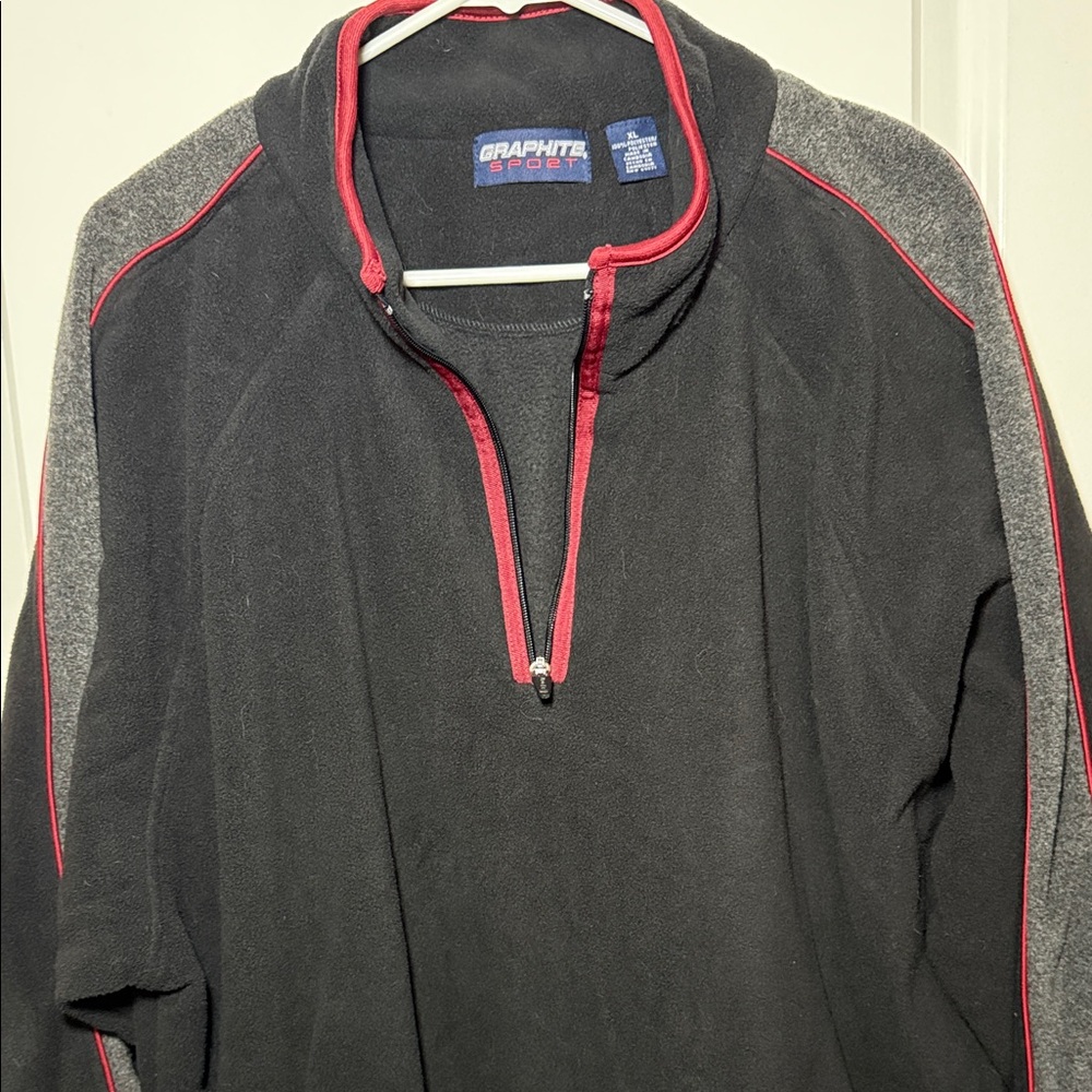 Red and Gray Men's Zip-Up Sweater